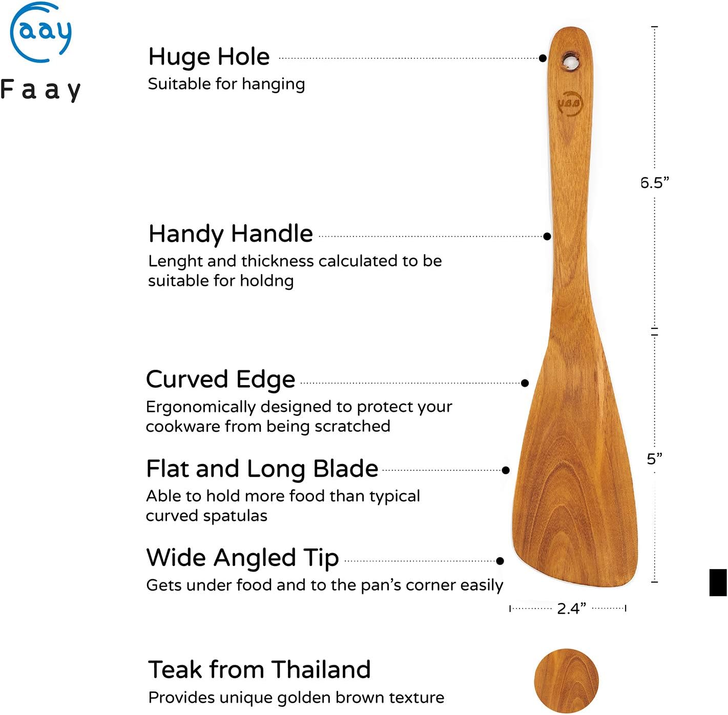 Teak Wooden Slotted Spatula Turner | Durable, Healthy, High Moist Resistance Teak Wood Spatula for Non Stick Cookware