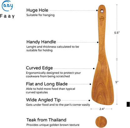 Teak Wooden Slotted Spatula Turner | Durable, Healthy, High Moist Resistance Teak Wood Spatula for Non Stick Cookware