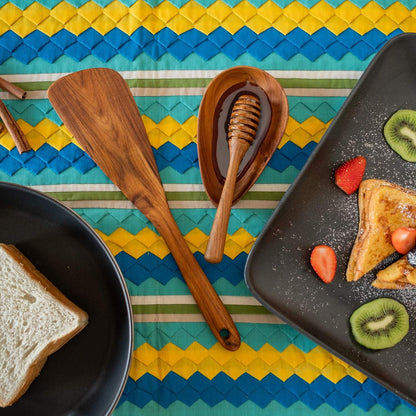 Teak Wooden Slotted Spatula Turner | Durable, Healthy, High Moist Resistance Teak Wood Spatula for Non Stick Cookware