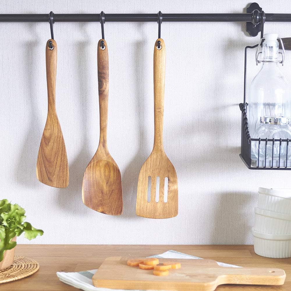 Teak Wooden Slotted Spatula Turner | Durable, Healthy, High Moist Resistance Teak Wood Spatula for Non Stick Cookware