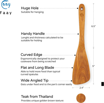 Teak Wooden Slotted Spatula Turner | Durable, Healthy, High Moist Resistance Teak Wood Spatula for Non Stick Cookware