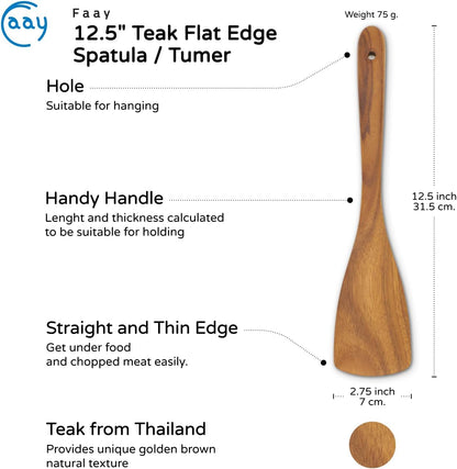 Teak Wooden Slotted Spatula Turner | Durable, Healthy, High Moist Resistance Teak Wood Spatula for Non Stick Cookware