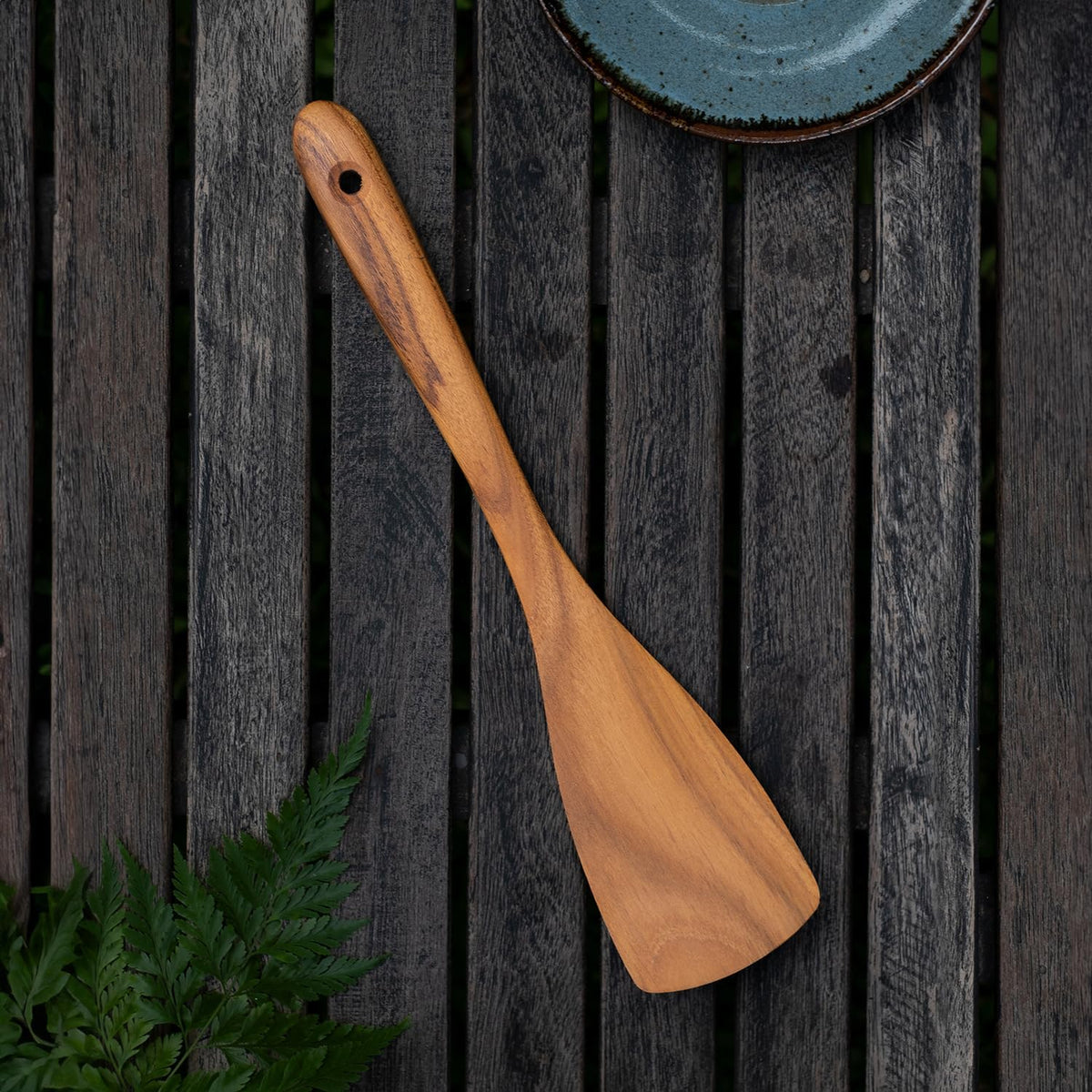 Teak Wooden Slotted Spatula Turner | Durable, Healthy, High Moist Resistance Teak Wood Spatula for Non Stick Cookware