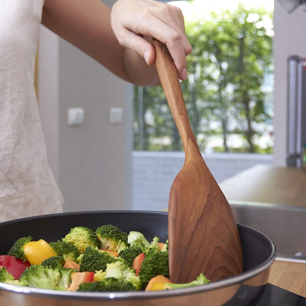 Teak Wooden Slotted Spatula Turner | Durable, Healthy, High Moist Resistance Teak Wood Spatula for Non Stick Cookware