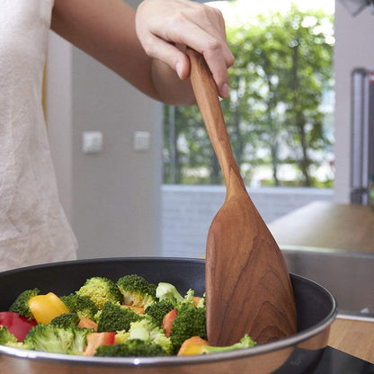 Teak Wooden Slotted Spatula Turner | Durable, Healthy, High Moist Resistance Teak Wood Spatula for Non Stick Cookware