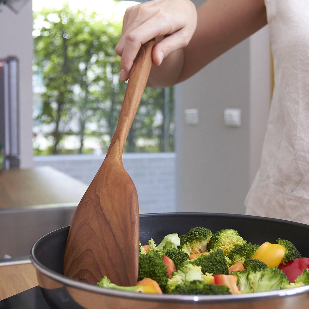 Teak Wooden Slotted Spatula Turner | Durable, Healthy, High Moist Resistance Teak Wood Spatula for Non Stick Cookware