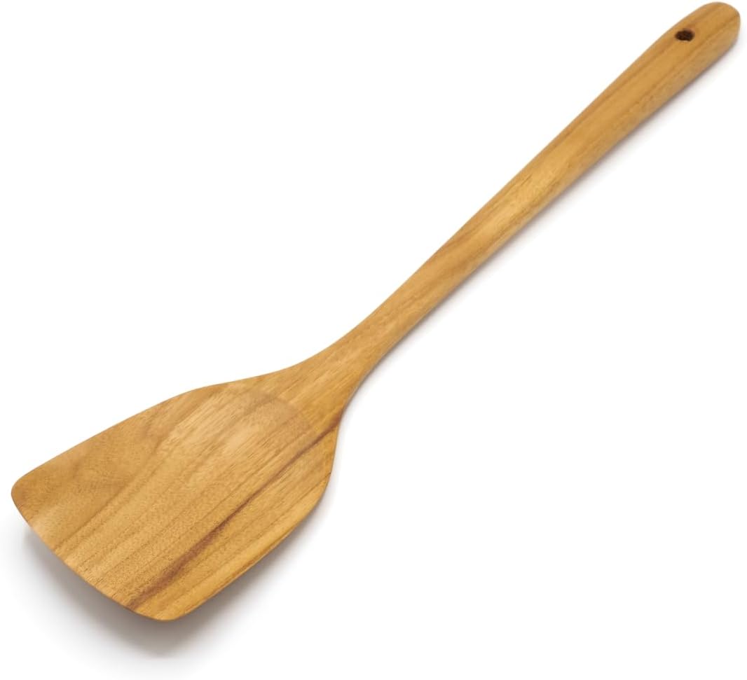 Teak Wooden Slotted Spatula Turner | Durable, Healthy, High Moist Resistance Teak Wood Spatula for Non Stick Cookware