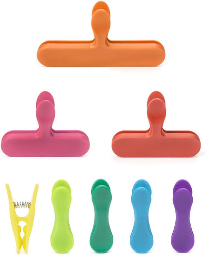 Kikkerland Rainbow Bag Clips, Set of 8, Multicolor