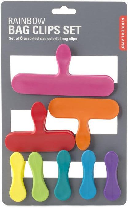 Kikkerland Rainbow Bag Clips, Set of 8, Multicolor