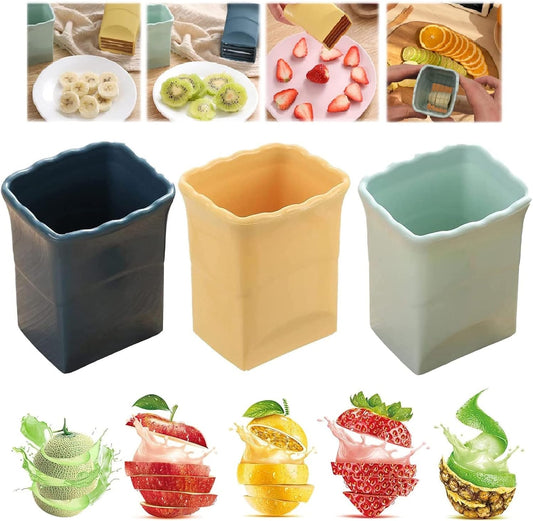 3pcs Cup Slicer - 2023 New Stainless Steel Fruit & Vegetable Slicer Cup, Multipurpose Strawberry Banana Salad Fresh Platter Maker