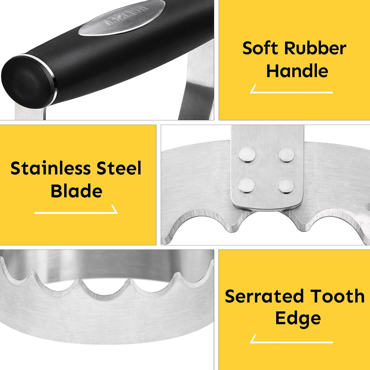 Serrated Food Chopper Manual Hand, 3" Stainless Steel Hand Chopper