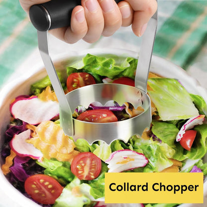 Serrated Food Chopper Manual Hand, 3" Stainless Steel Hand Chopper