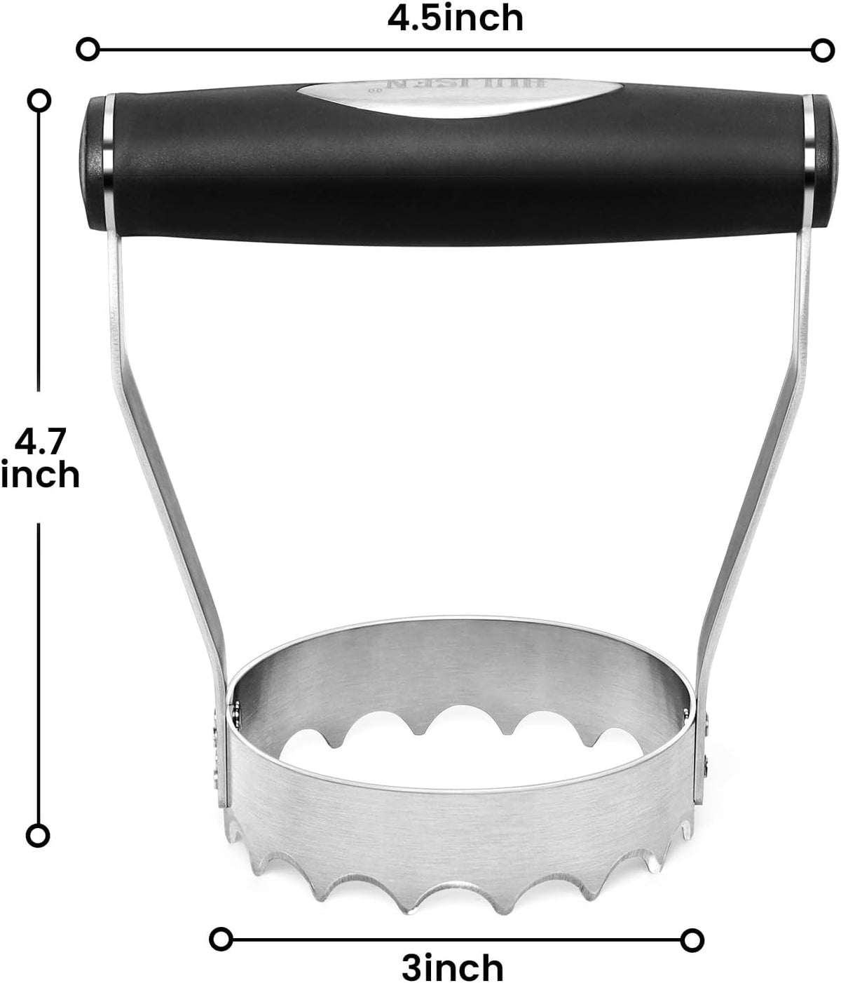 Serrated Food Chopper Manual Hand, 3" Stainless Steel Hand Chopper