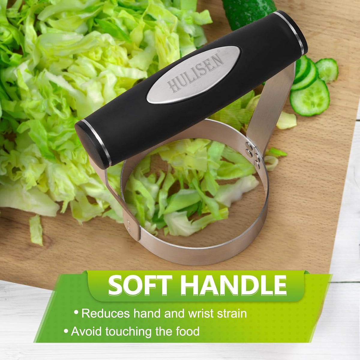 Serrated Food Chopper Manual Hand, 3" Stainless Steel Hand Chopper