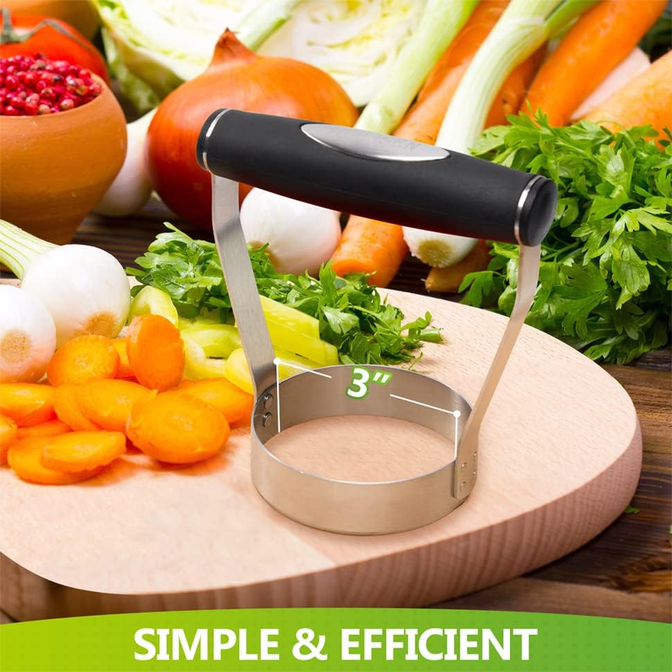 Serrated Food Chopper Manual Hand, 3" Stainless Steel Hand Chopper