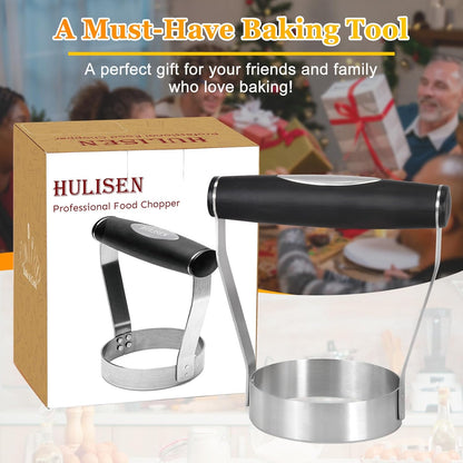 Serrated Food Chopper Manual Hand, 3" Stainless Steel Hand Chopper