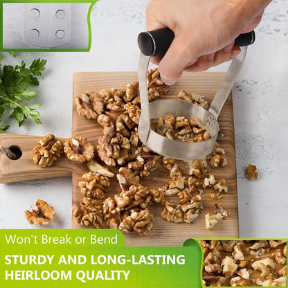Serrated Food Chopper Manual Hand, 3" Stainless Steel Hand Chopper