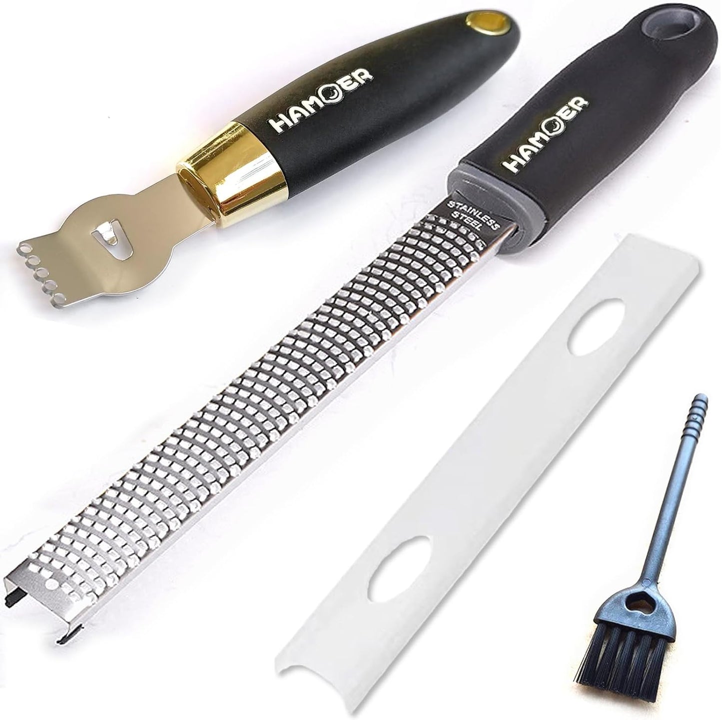 Zester Channel Knife & Micro Plane Grater Tool Set Ergonomic Handle | Stainless steel blade,Rubber-plastic non-slip handle,for Parmesan Cheese Lemon Chocolate Citrus Ginger Kitchen Bar Utensils