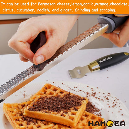 Zester Channel Knife & Micro Plane Grater Tool Set Ergonomic Handle | Stainless steel blade,Rubber-plastic non-slip handle,for Parmesan Cheese Lemon Chocolate Citrus Ginger Kitchen Bar Utensils