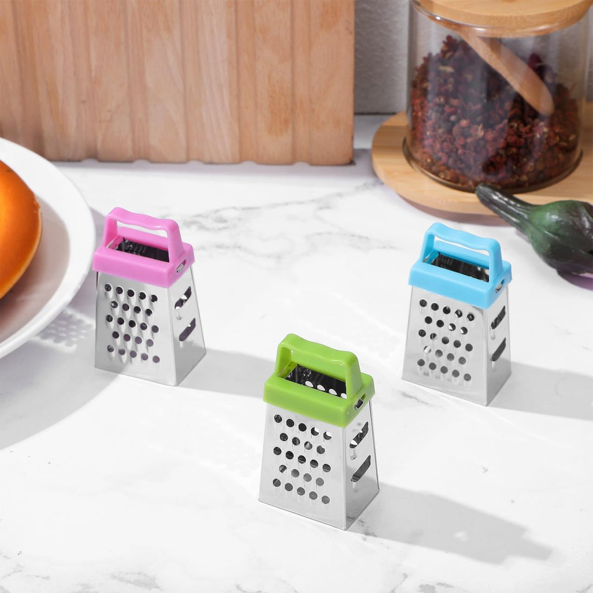 6-Piece Mini Box Grater Set Stainless Steel Cheese Grater for Garlic Ginger Chocolate Vegetable Slicer Hand with Non-Slip Handle 2.63 X 1.45 X 1.06 in