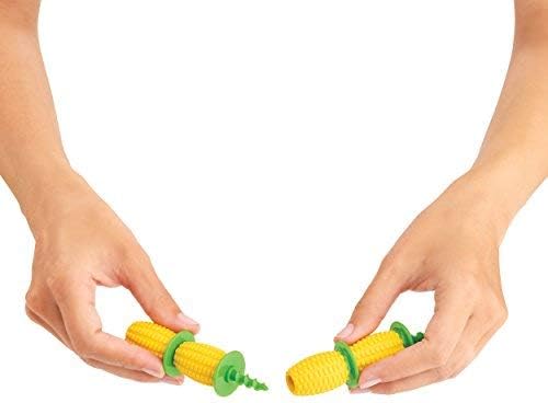 Corn Holders - 8 Piece Set Yellow/Green, 2.75" x 1.2"