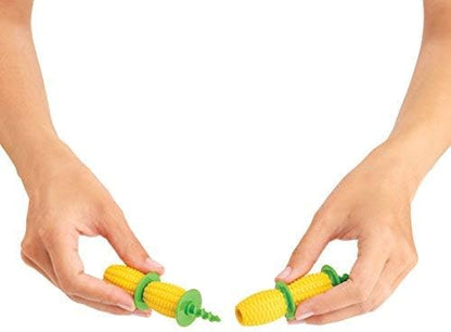 Corn Holders - 8 Piece Set Yellow/Green, 2.75" x 1.2"
