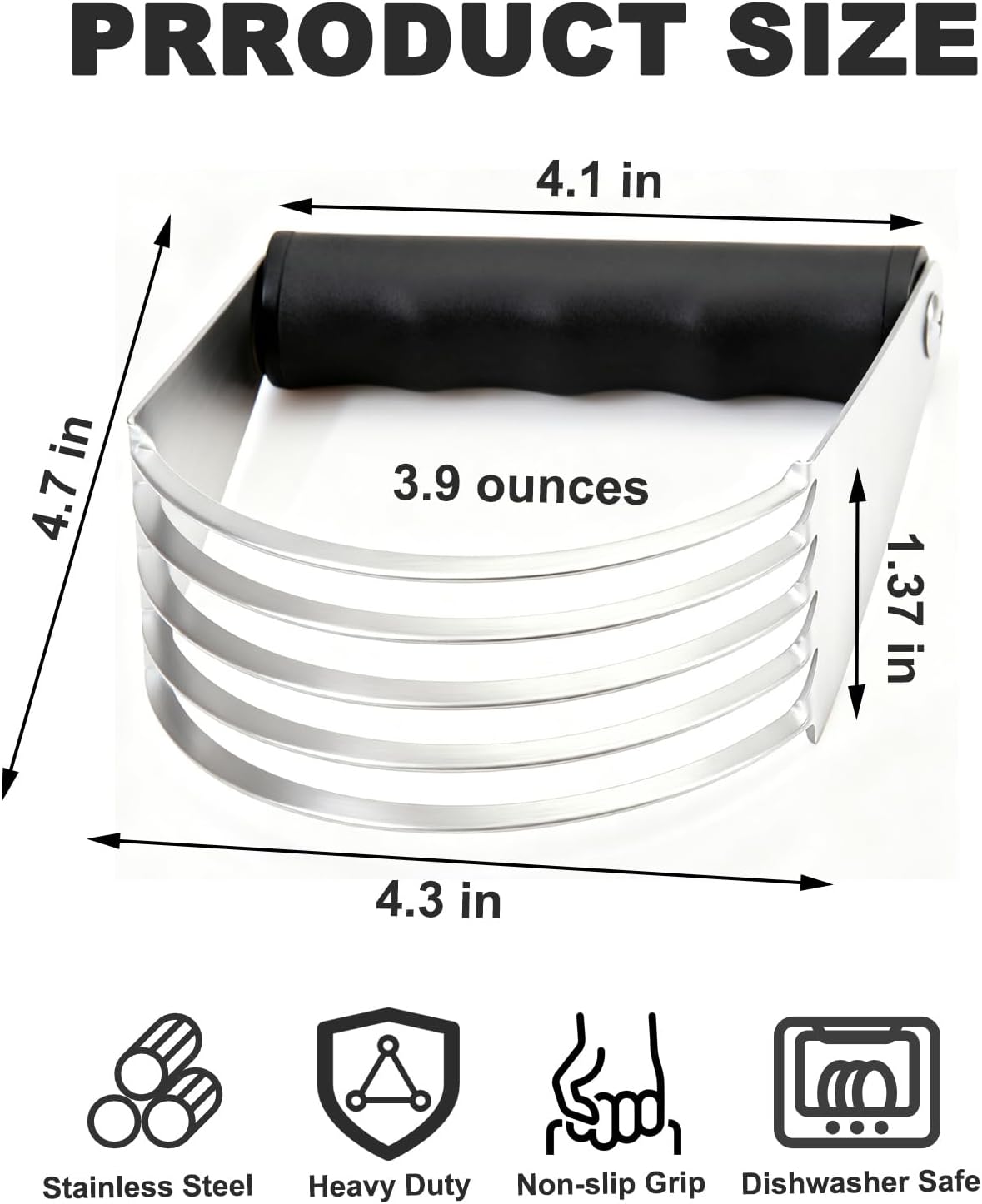 Dough Blender - Pastry Cutter Stainless Steel Butter Cutter, Pastry Blender for Easy Mixing, Pasta, Pie Crusts, Cake, Biscuits Baking Tools (Black)