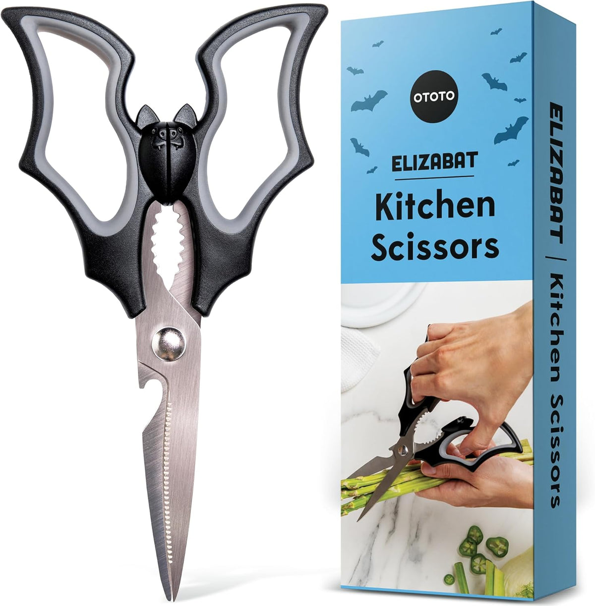 Original Elizabat Kitchen Scissors - Halloween Goth Cute Bat Kitchen Shears, Bat Scissors, Gothic Scissors Utensils - Spooky Bats Halloween Gifts, Cute Gadgets, Kitchen Gadgets