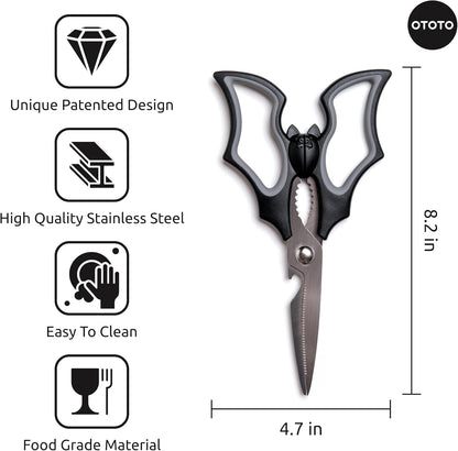 Original Elizabat Kitchen Scissors - Halloween Goth Cute Bat Kitchen Shears, Bat Scissors, Gothic Scissors Utensils - Spooky Bats Halloween Gifts, Cute Gadgets, Kitchen Gadgets