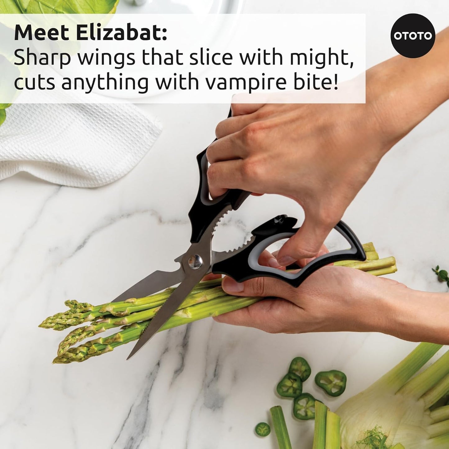 Original Elizabat Kitchen Scissors - Halloween Goth Cute Bat Kitchen Shears, Bat Scissors, Gothic Scissors Utensils - Spooky Bats Halloween Gifts, Cute Gadgets, Kitchen Gadgets