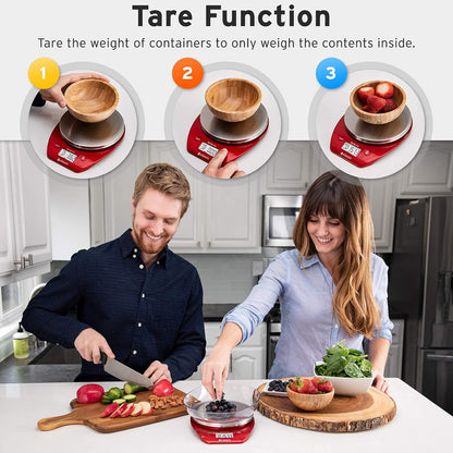 0.1g Food Kitchen Scale, Bowl, Digital Grams and Ounces for Weight Loss, Dieting, Baking, Cooking, and Meal Prep, 11lb/5kg, Stainless Steel Silver