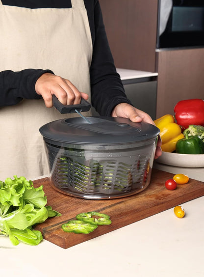 Easy Spin Salad Spinner - Fruit & Veggie Dryer - Produce Spinner & Cleaner for Salad Prep - Dishwasher-Safe Kitchen Essential - Non-Slip Bowl with Pull Handle - Stainless Easy Spin Small