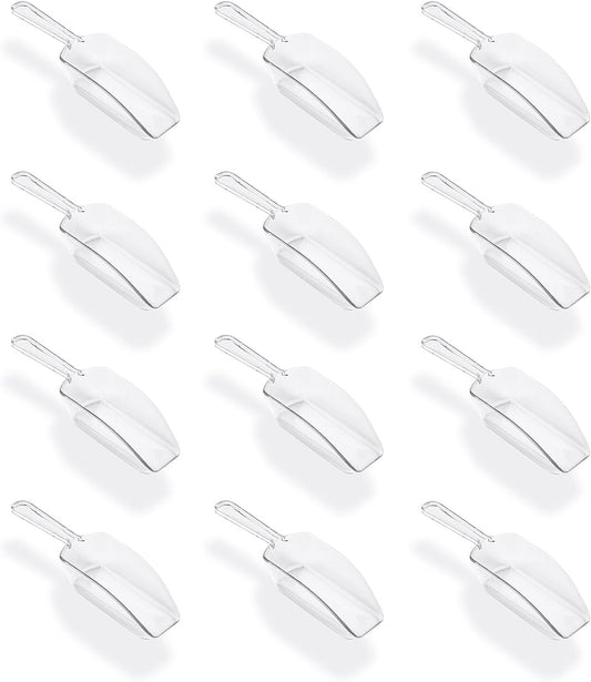 5.5" Mini Acrylic Plastic Kitchen Scoops for Weddings, Candy Dessert Buffet, Ice Cream, Protein Powders, Coffee, Tea (Clear)