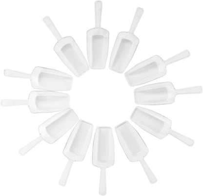 5.5" Mini Acrylic Plastic Kitchen Scoops for Weddings, Candy Dessert Buffet, Ice Cream, Protein Powders, Coffee, Tea (Clear)