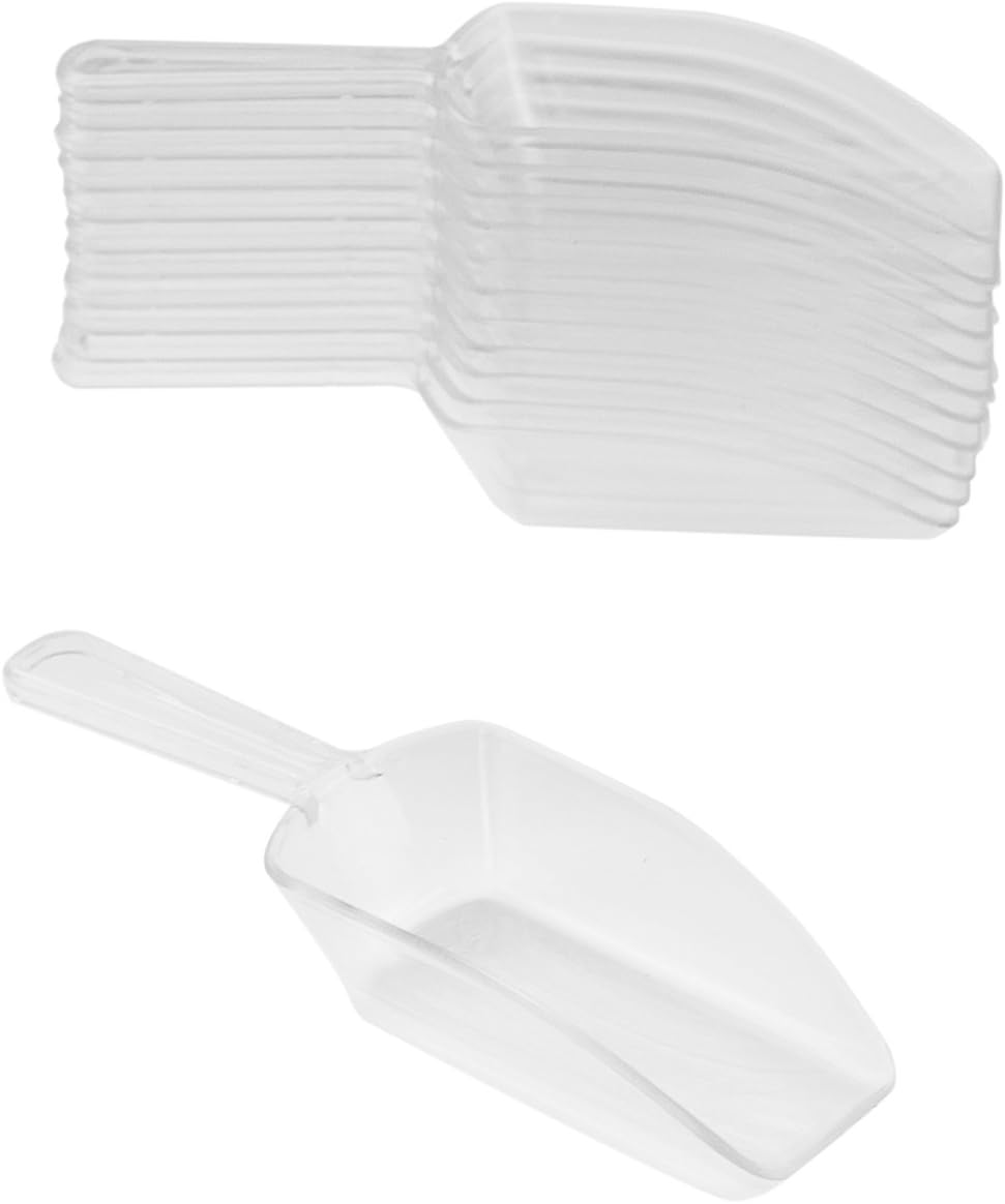 5.5" Mini Acrylic Plastic Kitchen Scoops for Weddings, Candy Dessert Buffet, Ice Cream, Protein Powders, Coffee, Tea (Clear)