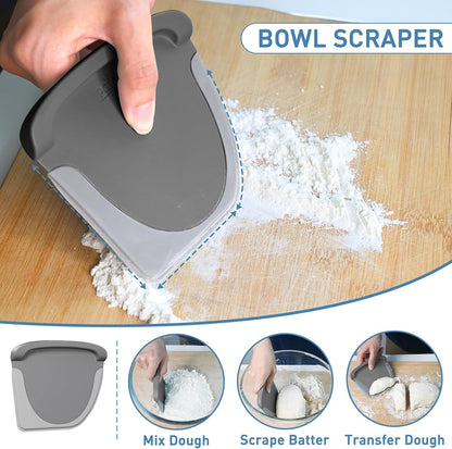 2 IN 1 Upgrade Bench Scraper, Dough Scraper, Stainless Steeel with Scale