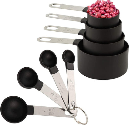 8 Pieces Measuring Cups and Spoons Set / Nesting Measuring Cups with Stainless Steel Handle / for Dry and Liquid Ingredient (Light pink)