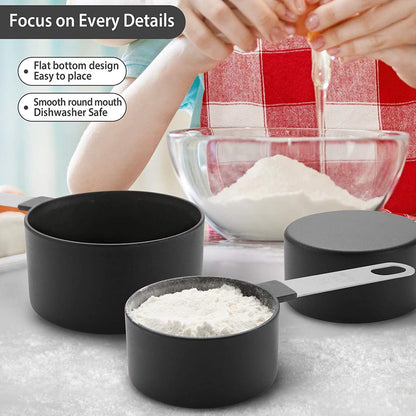 8 Pieces Measuring Cups and Spoons Set / Nesting Measuring Cups with Stainless Steel Handle / for Dry and Liquid Ingredient (Light pink)