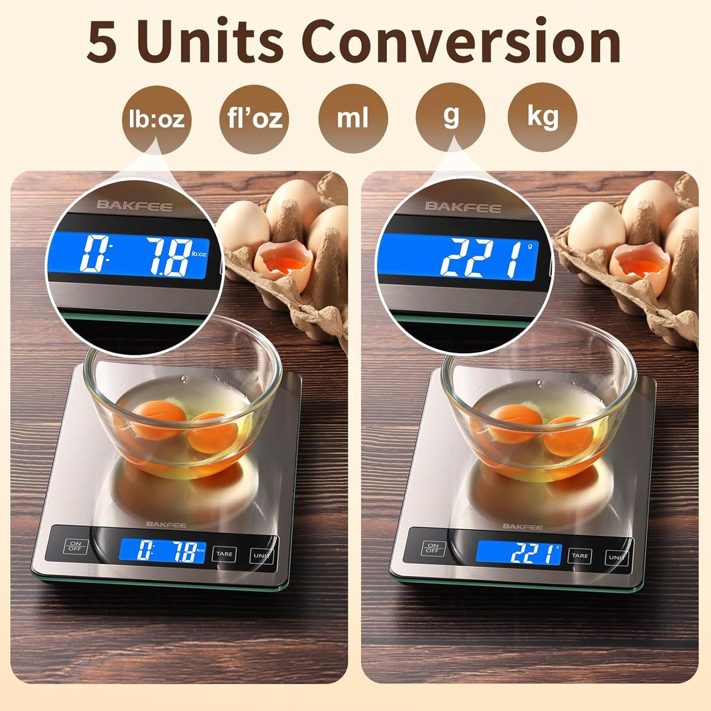 Rechargeable Food Scale, 33lb Kitchen Scale with 1g Precision, Black | Premium Stainless Steel & Tempered Glass, Splash-Resistant Sturdy Surface, USB-C or Batteries, for Cooking, Baking, Meal Prep