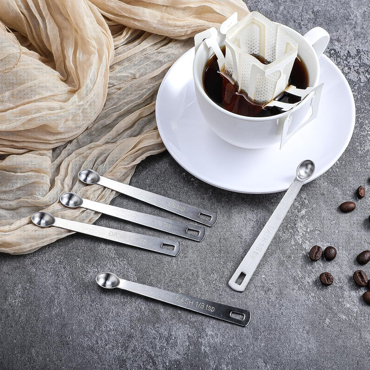 5 Pcs 1/8 Teaspoon Measuring Spoons Mini Spoons Stainless Steel Measuring Spoons Small Dessert Spoons For Kitchen Family Cafe Scooping Spices Oil And Cooking Wine 1/8 tsp (Silver)