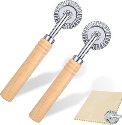 2PCS Ravioli Cutter Wheel, Pastry Cutter Wheel Stainless Steel Pasta Cutters Wheels with Ergonomic Handle Pizza Cutters Wheels for Pasta, Pastry, Dumpling, Noodles for Home and Kitchen - 1.5" Diameter