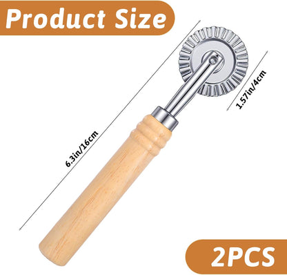 2PCS Ravioli Cutter Wheel, Pastry Cutter Wheel Stainless Steel Pasta Cutters Wheels with Ergonomic Handle Pizza Cutters Wheels for Pasta, Pastry, Dumpling, Noodles for Home and Kitchen - 1.5" Diameter