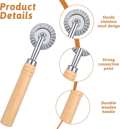 2PCS Ravioli Cutter Wheel, Pastry Cutter Wheel Stainless Steel Pasta Cutters Wheels with Ergonomic Handle Pizza Cutters Wheels for Pasta, Pastry, Dumpling, Noodles for Home and Kitchen - 1.5" Diameter