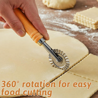 2PCS Ravioli Cutter Wheel, Pastry Cutter Wheel Stainless Steel Pasta Cutters Wheels with Ergonomic Handle Pizza Cutters Wheels for Pasta, Pastry, Dumpling, Noodles for Home and Kitchen - 1.5" Diameter