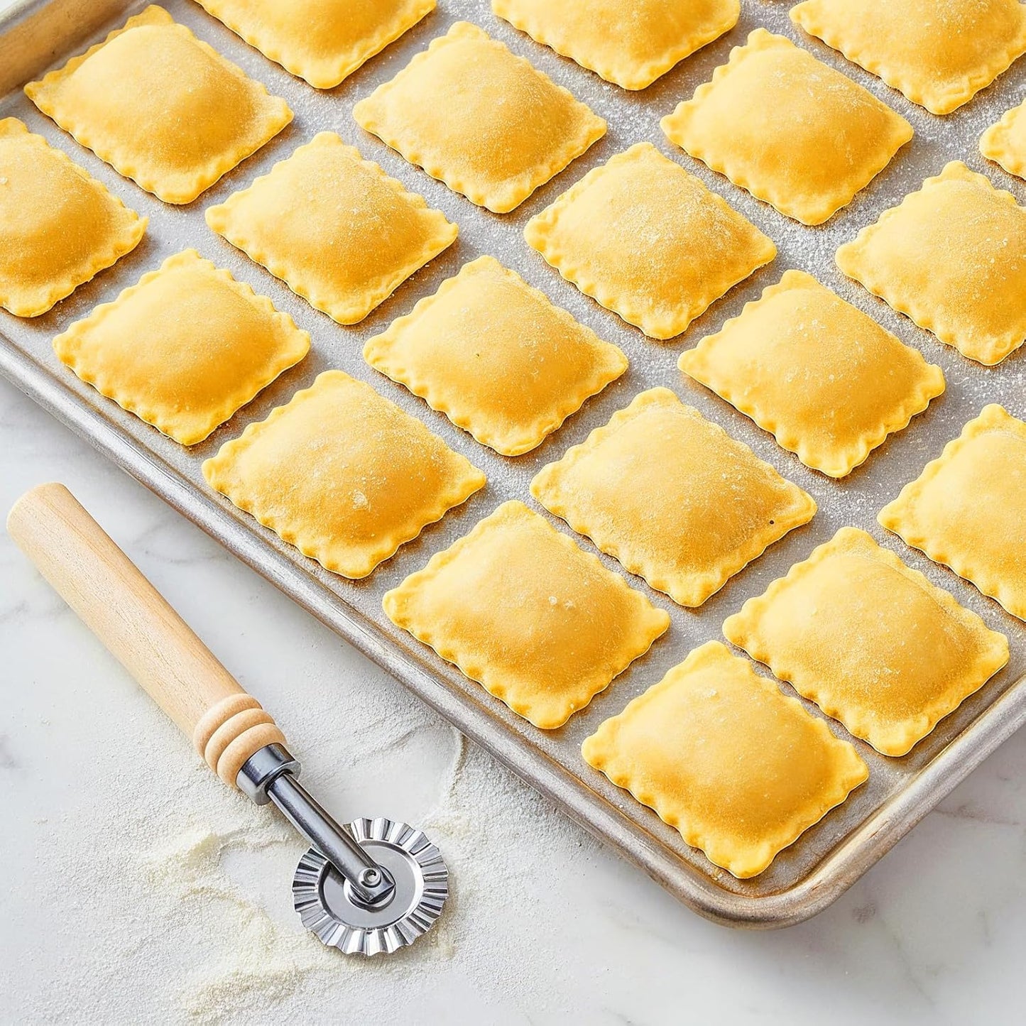 2PCS Ravioli Cutter Wheel, Pastry Cutter Wheel Stainless Steel Pasta Cutters Wheels with Ergonomic Handle Pizza Cutters Wheels for Pasta, Pastry, Dumpling, Noodles for Home and Kitchen - 1.5" Diameter