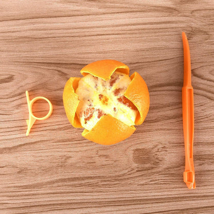 Orange Peeler Citrus Remover Plastic Slicer Cutter Easy Fruit Opener Kitchen Gadget for Orange, Avocado (Orange)