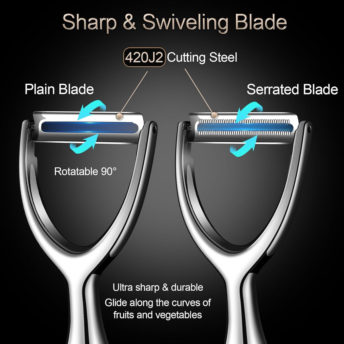 JINGTO Premium Vegetable Peeler Stainless Steel, Ultra Sharp Potato Peeler