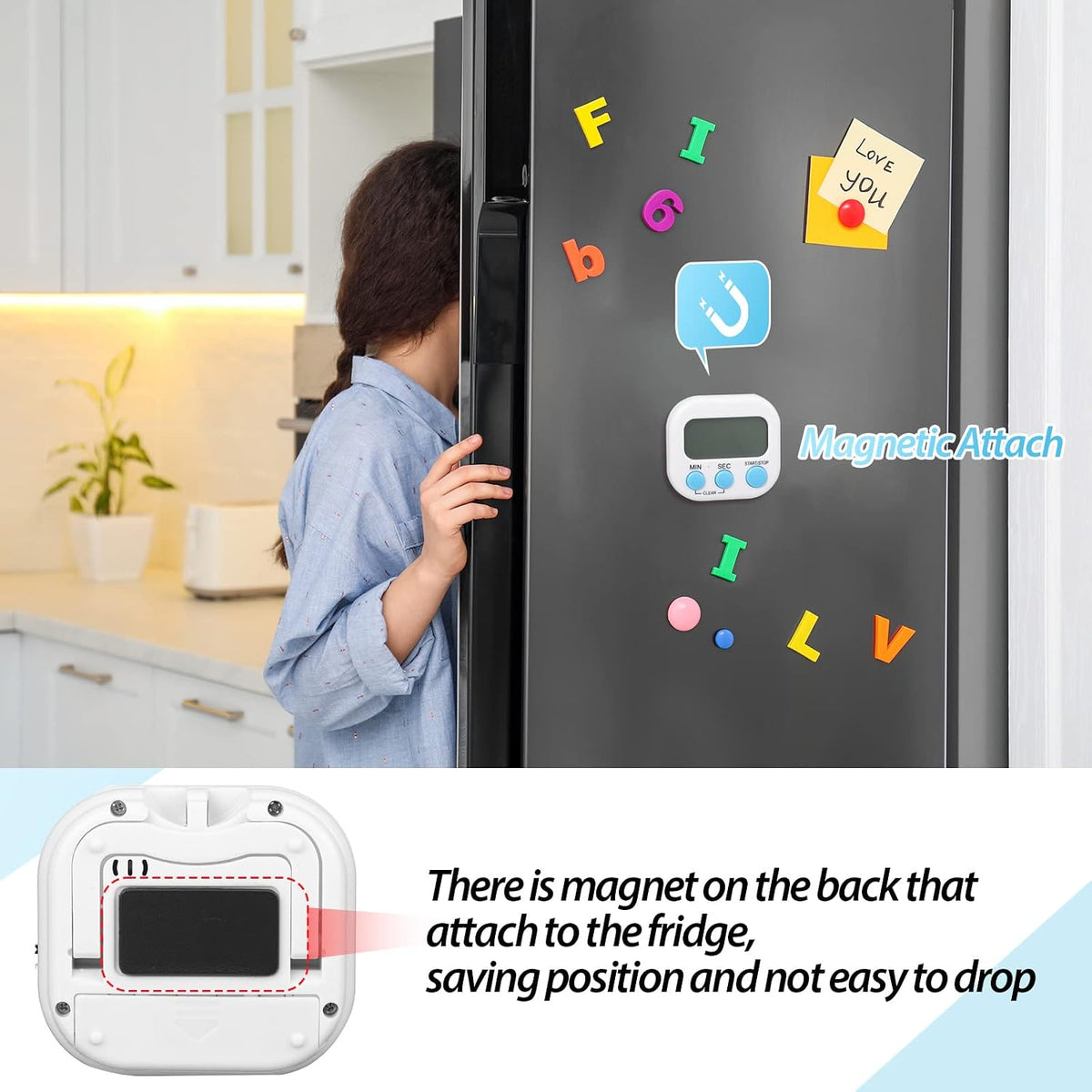 24 Pcs Digital Kitchen Timer Magnetic Timer Bulk On/Off Switch Minute Second Count up Countdown Loud Alarm for Exercise Cook Baking (Blue,Green)