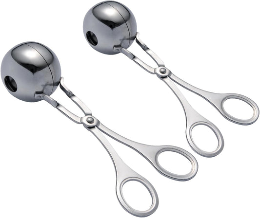 2PCS Meat Baller Maker Stainless Steel Meatball Scoop Ball Maker None-Stick Meatball with Detachable Anti-Slip Handles Meat Ball Maker,Mold Cake Pop,Cookie Dough Scoop for Kitchen Cooking(1.38")