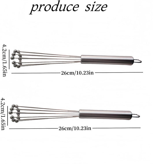 2 PCS 10.23inch Stainless Steel Ball Whisks,Durable Manual Egg Beater, Dishwashable Kitchen Whisk,Cream whisk, kitchen baking tool
